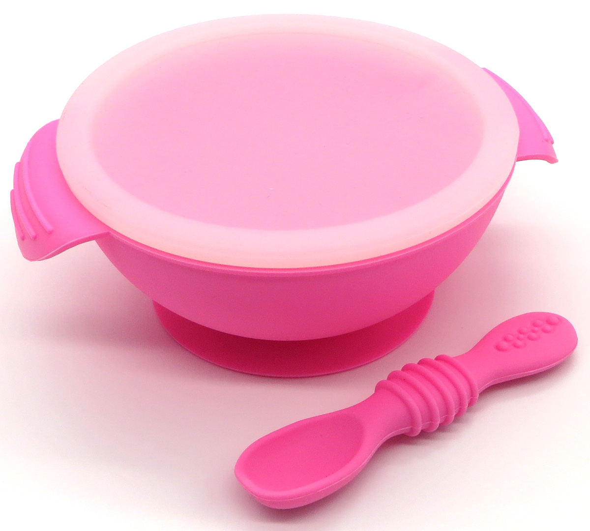 bandeja de alimentos con ventosa para colgar cuchara sensible y tenedor Cangrejo rosa Plato de bebé de silicona antideslizante con 4 succiones